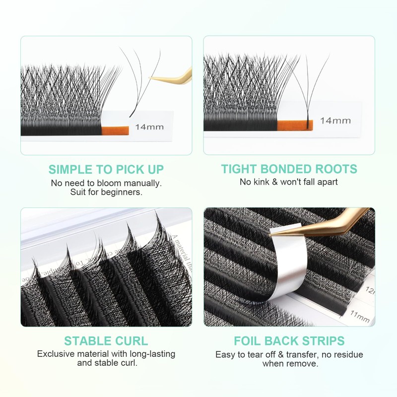 NAGARAKU W Eyelash Extension 3D Volume Premade 0.07mm D curl