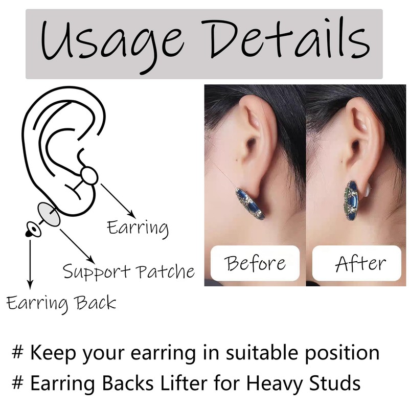 KASFREE 16 Pcs Silicone Heavy Earring Support Backs for Droopy