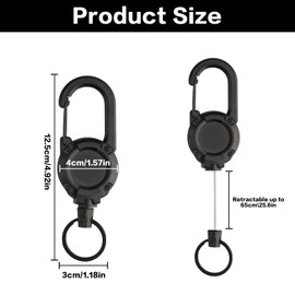 "Zxglxinyao Heavy Duty Retractable Key Fob with 60cm Steel Cord, Extendable Lanyard for ID Badge, Key Cards, and Key Rings – Durable & Convenient Accessory