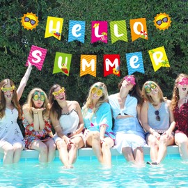 YQUQWN, Hello Summer Banner - No DIY, Summer Banner for Summer Party Decorations, Hello Summer Sun Signs for Birthday Beach Pool Decorations, Tropical Party Decorations, Summer Party Supplies