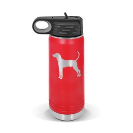 Treeing Walker Coonhound Water Bottle 20 oz - Laser Engraved w/Flip Top Removable Straw - Polar Camel - Stainless - Vacuum Insulated - Drinkware - Dog - Red