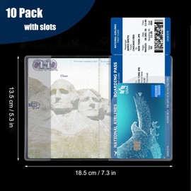 Clear Passport Cover, Waterproof Passport Protector Case, Vinyl Transparent Travel Boarding Pass Sleeve and ID Cards Holder Organizer, 10 Pack