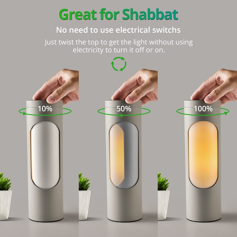LEDIARY Kosher Lamp, Reading Lamp for Shabbos, Silver Table Lamps
