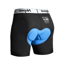 Nepest Men's Cycling Underwear Shorts 4D Padding Breathable Lightweight Elastic Biker MTB Underpants with Padded Black/White,XXL