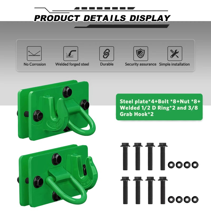 AMBULL 2 Pack Tractor Bucket Hooks with Tie Down Ring,