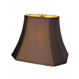 Upgradelights Black Silk with Gold 14 Inch Rectangle Cut Corner Lampshade with Matching Harp a