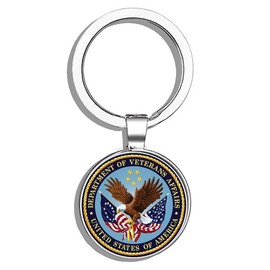 HJ Media Department of Veteran Affairs Seal Metal Round Metal Key Chain Keychain Ring