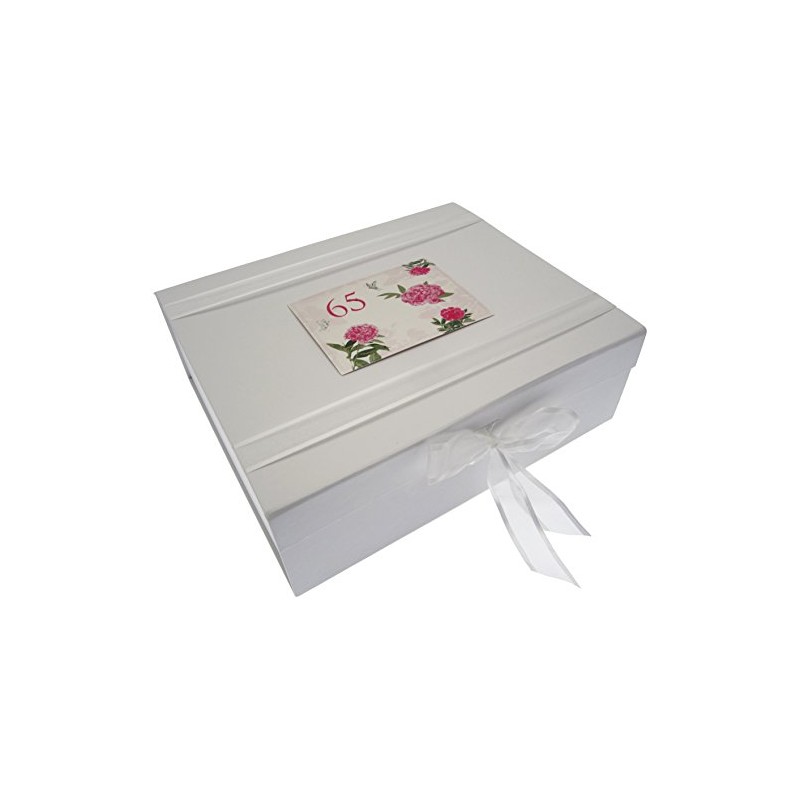 WHITE COTTON CARDS, 65th Birthday, Large Keepsake Box, English Roses