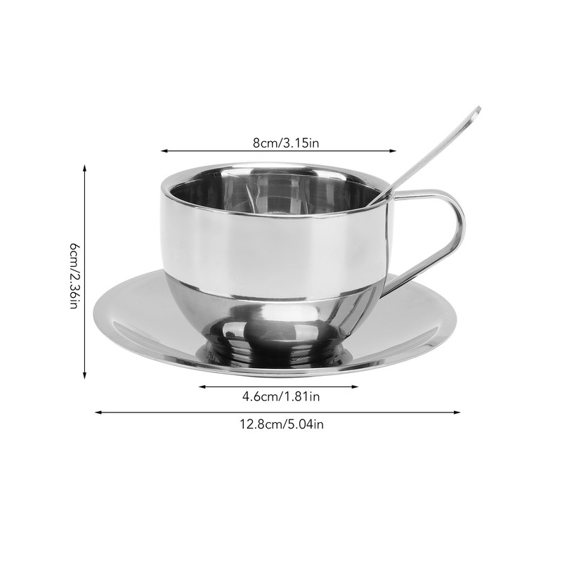 180ml Insulated Coffee Cup Set 304 Stainless Steel Double Walled