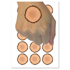 Hand Drawn Tree Rings Doodle Temporary Tattoo Water Resistant Fake Body Art Set Collection - 54 1" Tattoos (1 Sheet)
