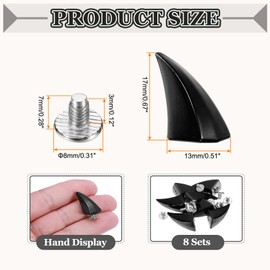 PATIKIL 17mm Spikes and Studs, 8 Sets Horn Rivets Screw Back Leather Crafting Dragon Claw Punk Style Rivet Kits for DIY Custom Craft Clothing Shoes Belts Bags Collars, Bright Black