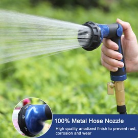 FANHAO Gartenbrause, 100% hochbelastbares Metall Handbrause Garten-Spritzpistolen, 8 Bewässerungsmuster, Einstellbarer Wasserdurchfluss für Gartenbewässerung, Autowäsche, Haustierdusche, Blau