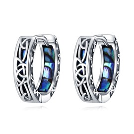 POPLYKE Celtic Earrings for Men Women 925 Sterling Silver Abalone Jewellery Gift for Women Men