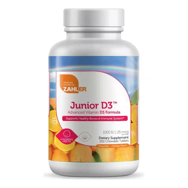 Zahler Junior D3 Vitamina 25 Mcg 250tabletas Masticables Sabor Naranja