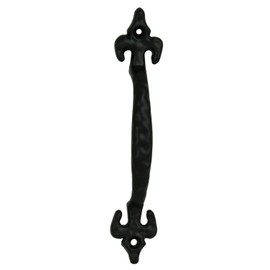 Ebros Gift Set of 4 Rustic Black Vintage Finish Forged Cast Iron Fleur De Lis Abstract Decorative Angled Drawer Bar Handle Pulls Cabinet Door Furniture Bar Pull Knobs