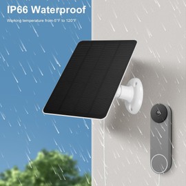 JTLB Solar Panel Camera Charger, 10W for Nest, Ring, Doorbell 2K, 3, 3+, 4 Plus, 2K Camera, Easy Install, IP66 Waterproof, 360° Adjustable Stand, 9.8ft Cable