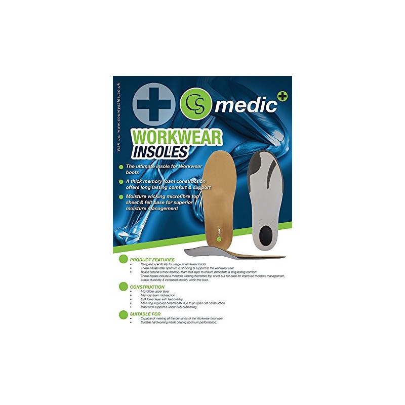 CS MEDIC , Unisex Adult Orthotic Insoles - brown, size: