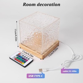 YeahBoom Wave Lamp, Water Wave Lamp, LED Starry Sky Projector Children, Starry Sky Projector with 16 RGB Colour Changing, LED Table Lamp Made of Crystal, Rotating Water Wave Lamp Projector