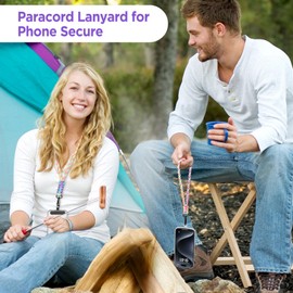 OUTXE Paracord Phone Lanyard, Heavy Duty Neck/Wrist Cell Phone Strap with 4 Phone Patches for Keys, ID Badges, Anti Theft Chain for Outdoor Activities