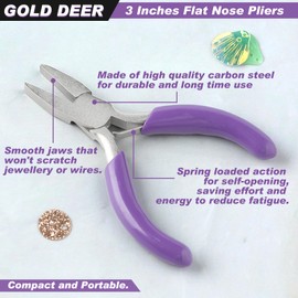 GOLD DEER Mini Flat Nose Pliers 3 Inches Duckbill Pliers Miniature Pocket Plier Mini Precision Pliers for Jewelry Making Bending Wire Small Object Gripping DIY Craft Hobby Supplies