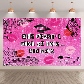 Luminora 72x43inch Hot Pink Graduation Backdrop She Doesn't Even Go Here Any More Background Girl Congrat Grad Party Decorations Class of 2025 Photo Banner