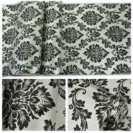 YIXIFANS J5333 Luxury Damask Wallpaper 20.8in×32.8ft Embossed Texture Victorian Wall Paper Home Bedroom Living Room Hotels Wall Decoration （Silver White/Black）