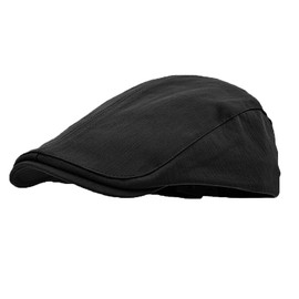 Men's Cotton Flat Cap Breathable Adjustable Beret Cap Style Sliding Cap Gatsby Cap Cabbie Flat Cap for Leisure Hunting Retro, A29# Black, Unit size