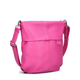 Zwei Damen Handtasche Mademoiselle.M M90 Umhängetasche 6 Liter klassische Crossbody Bag, weiches Kunstleder, Schulter-Tasche inklusive zweitem kurzen Gurt (pink)