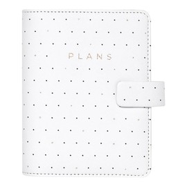 Filofax Moonlight Organizer, Pocket Size, White - Leather-Look, Gold Accents, Six Rings, Week-to-View Calendar Diary, Multilingual, 2025 (C022650-25)