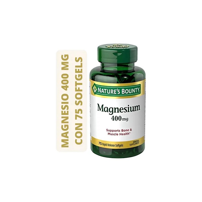 Magnesio 400mg 75 Softgels Magnesium Supplement, High Potency