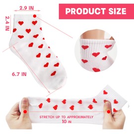 Fvcisshhu 4 Pairs Heart Ankle Socks,Cute Novelty Crew Sock for Womens Teens Girls,Girlfriend,Wife as Valentine's Day Gift,Red Heart Pattern