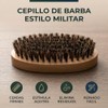 Cepillo Barba Cerdas Naturales Jabalí, Mango Madera Estilo Militar Portátil