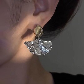 Inateannal Vintage Ginkgo Leaf Earrings Silver Ginkgo Leaf Drop Earrings Ginkgo Leaf Flower Earrings Gold Coin Stud Earrings Statement Ginkgo Leaves Earring Jewelry for Women