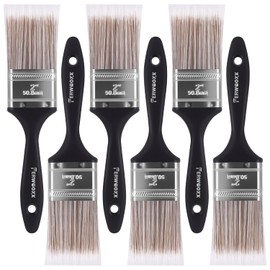 Paint Brushes -2 Inch Flat and Angle Paint Brush for All Latex and Oil Paints & Stains Paintbrush for Varnish, Paste, Gesso and Limewash(6 Packs)
