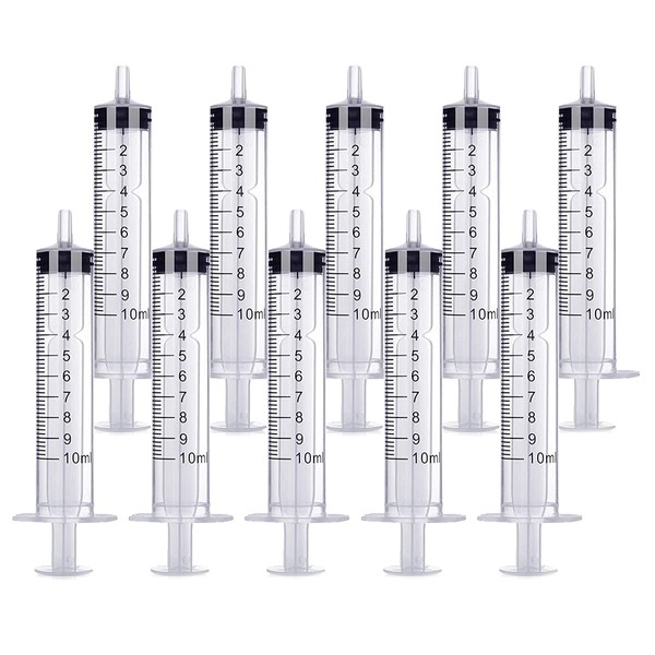 10ML Syringe, 10 PCS Disposable Catheter Tip Plastic Syringe for