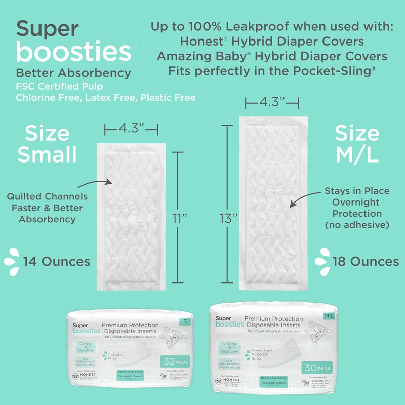 Honest Hybrid Cloth Diaper Covers with Pocket-Sling, Large (22-40 lbs),