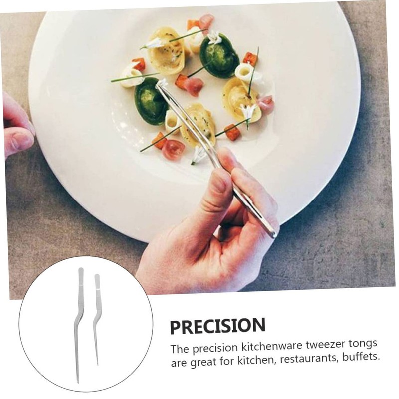 KICHOUSE Stainless Steel Tweezers Angled Tip Tweezer Tongs Fish Bone