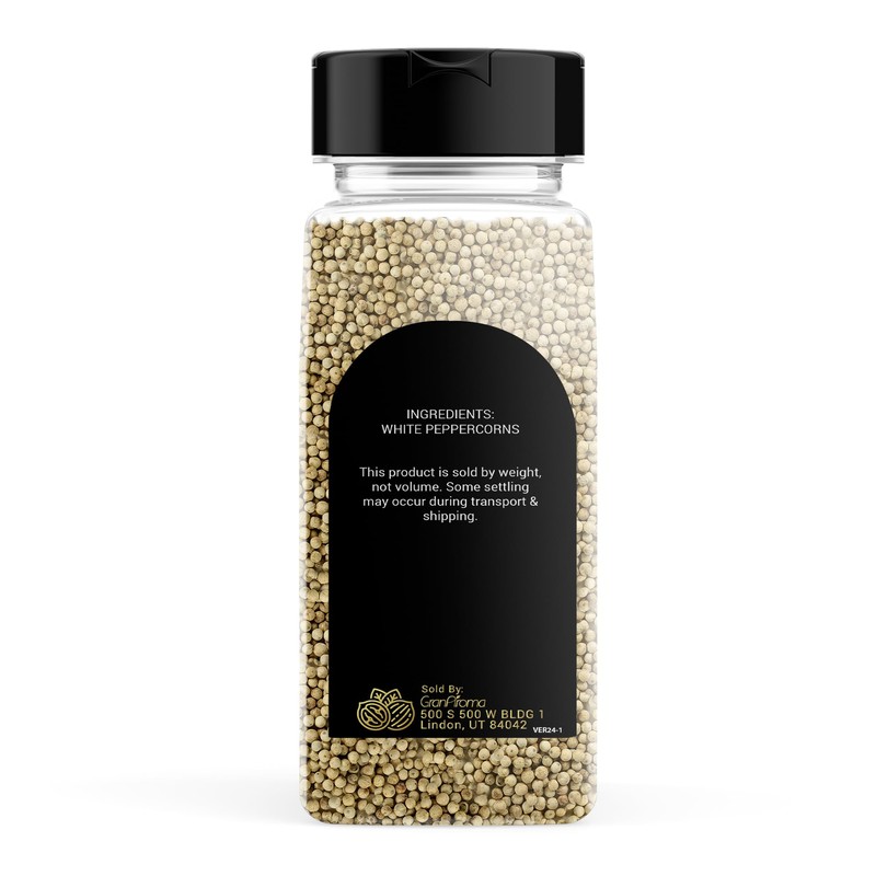 GranAroma White Peppercorns, 11.3 oz, Sauces & Soups, Bright Flavor,