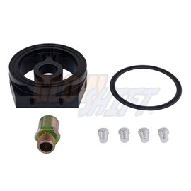 GlowShift Oil Filter Sandwich Adapter Compatible with GM Duramax Chevy Silverado GMC Sierra 2000-2013 - Install up to (4) 1/8-27 NPT Oil Pressure & Temperature Sensors - Includes O-Ring & Port Plugs
