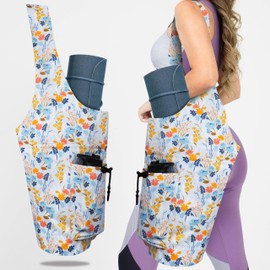 jswuffx Yoga Mat Bag Yoga Tote Bag with Large Waterproof Dry Wet Separation Zipper Pocket and Drawstring Water Bottle Pocket Yoga Mat Bag Carrier Fit Most Size Yoga Mats and All You Stuff