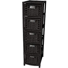 Red Lantern Oriental Furniture 40" Natural Fiber Occasional Black Chest, 5 Drawer
