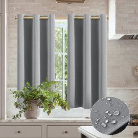 XTMYI Short Curtains for Bathroom Window,48 Inch Length Waterproof Blinds for Shower Window,2 Panels,Light Grey