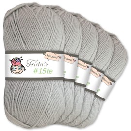 Frida's Wollhaus Frida's 5 x 100 g #15te Allround Basic Yarn, Baby Yarn, Wool, Knitting, Crochet, Soft, 45 Colours (857 | Taupe)