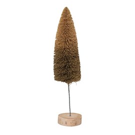 Creative Co-Op Sisal Bottle Brush Tree with Wood Base, Moss Green