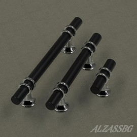 Alzassbg 10 Pack Black and Silver Cabinet Pulls, 6-1/4 Inch(160mm) Hole Centers Kitchen Hardware Cabinet Handles for Cabinets and Drawers AL3097CP-MB