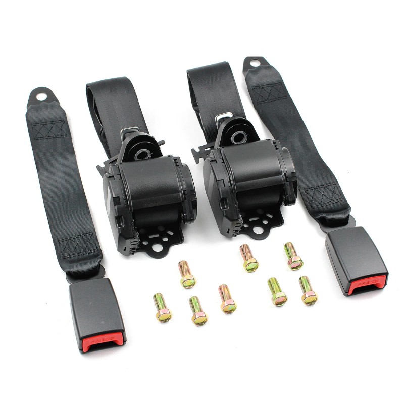 MGT 2x Retractable 3 Point Safety Seat Belt Straps Car