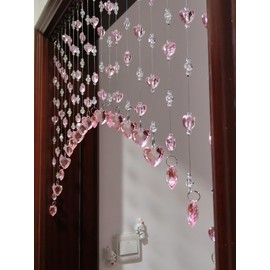 21 Strings Crystal Beaded Curtain,Beaded Curtains for Doorways or Windows,Pink Room Decor Aesthetic,Pink Bedroom Decor,Cute Room Decor for Teen Girls