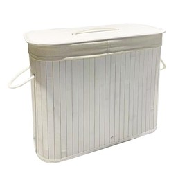Bamboo Toilet Paper Basket, 8 Gallons (30L), Sturdy Bathroom Storage with Lid, Toilet Paper Organizer Basket for Kitchen, Toilet Paper Holder with Storage, Brown