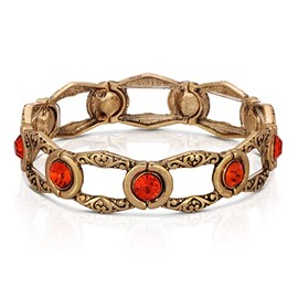 2028 Jewelry Classica Round Orange Channel Crystal Stretch Bracelet