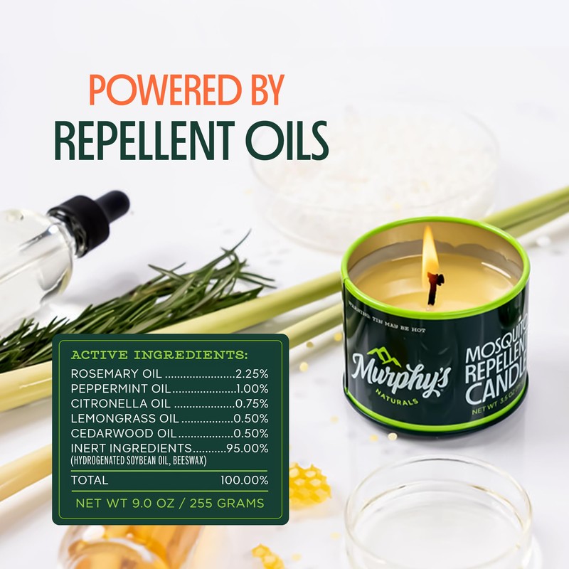 Murphy's Naturals Mosquito Bug Repellent Candles for Outdoor Patio, Citronella